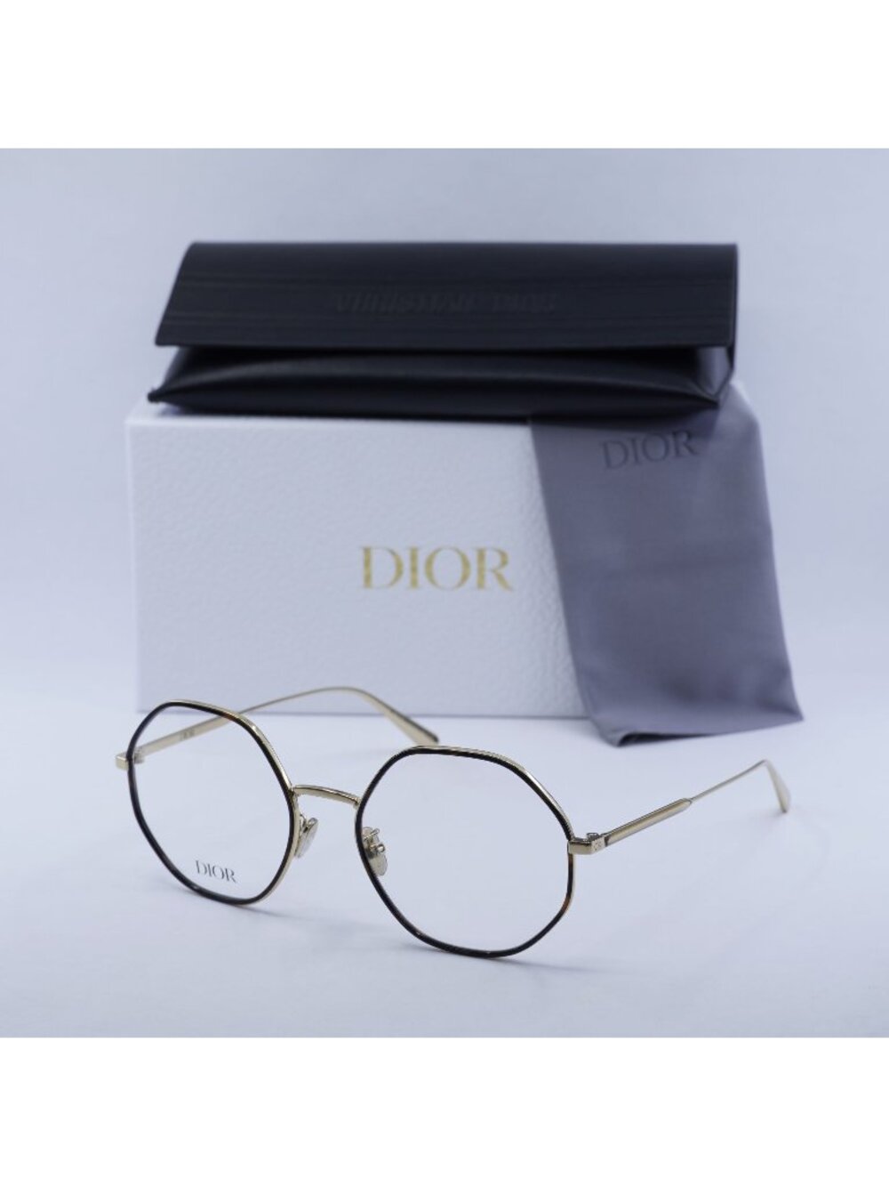 Dior GEMDIORO R2U A000 Geometric Eyeglasses 54mm - Gold / Havana
